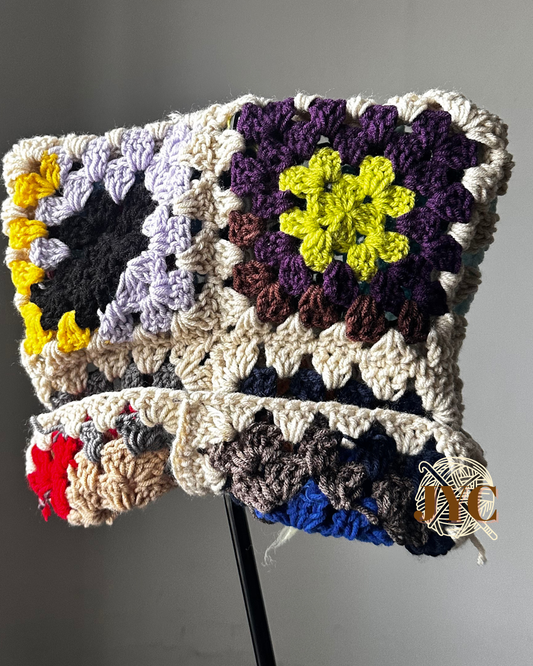 Oversized Granny Square Cat Beanie