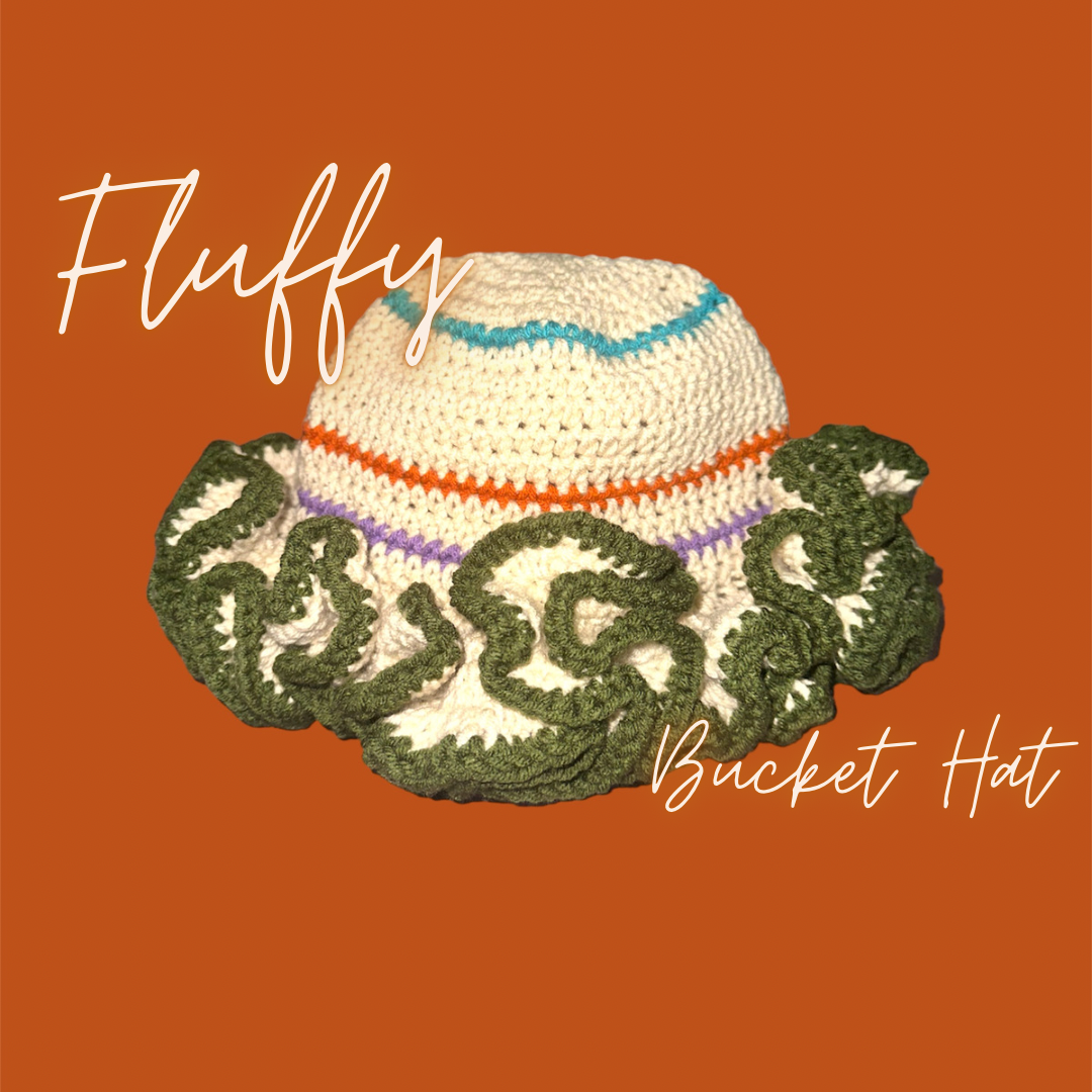 Stripped Cream Fluffy Bucket Hat