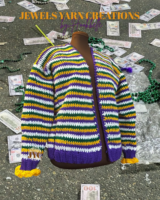 Mardi Gras Striped Cardigan
