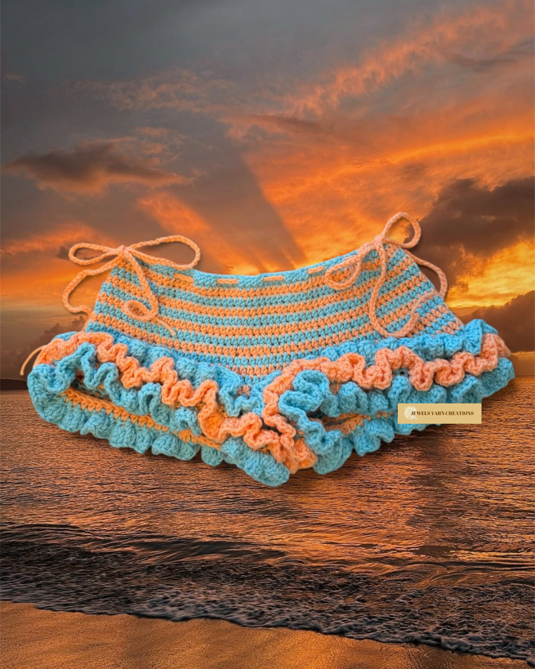 Baby Sunset Crochet Ruffled Shorts