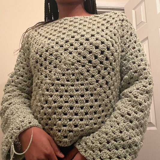 Matcha Granny Square Pullover